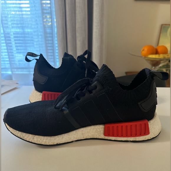 Adidas NMD R1 Primeknit OG "Black/Red/Blue" sneakers, Size US10 - Picture 4 of 10
